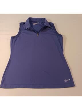 Nike Golf Tour Performance Dri Fit Blue Sleeveless Polo Women Shirt Size Medium